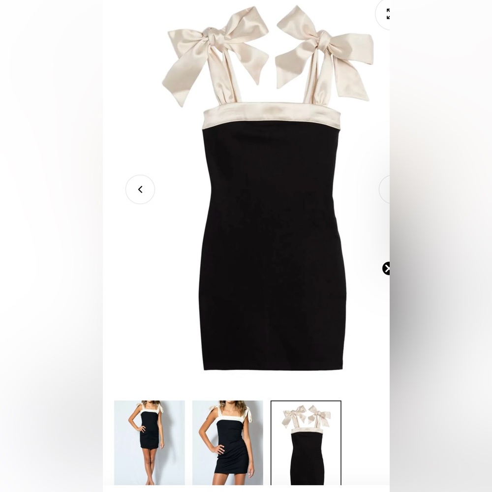 Katie J NYC Cream and Black Edeline Girls' Dress Satin Tie Shoulders 7/8 SMALL